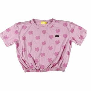 Bandy Button Pink Shamrock Crop Top 10-11